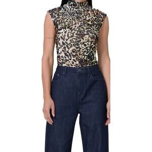 AFRM Jolie Power Mesh Funnel Neck Animal Print Top Size XL *NWT*